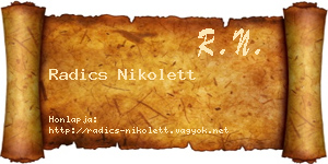 Radics Nikolett névjegykártya